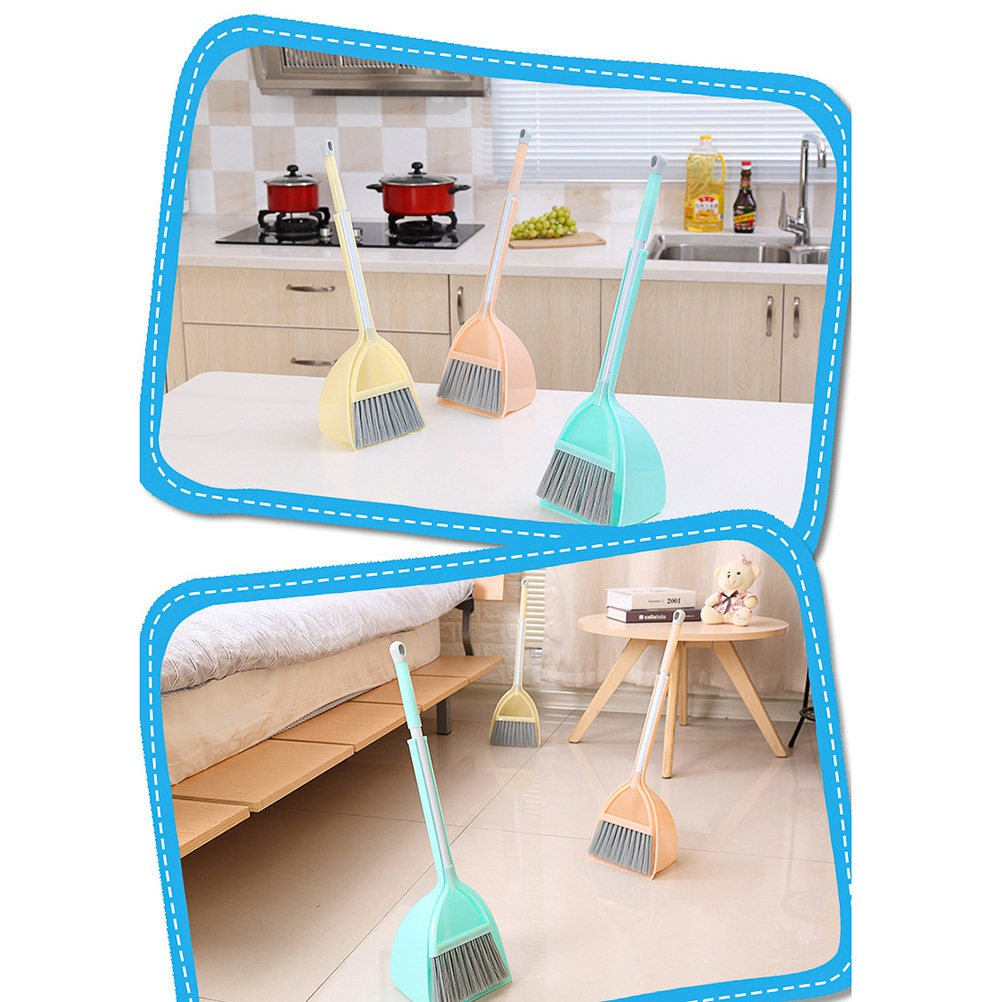 Kids Outdoor Broom - ชุดไม้กวาดและพลั่วสำหรับเด็ก ไม้กวาดมินิ ไม้ถูพื้นสีเหลือง อุปกรณ์ทำความสะอาด ของเล่นบทบาทสมมติงานบ้านสำหรับเด็ก ใช้ได้ทั้งในร่มและกลางแจ้ง