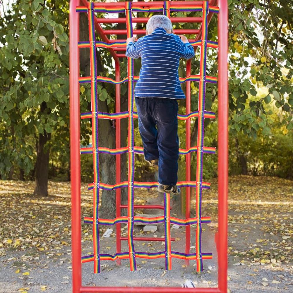 Kids Outdoor Climbing Frame - Crawling สุทธิสนามเด็กเล่นตาข่ายรถบรรทุก89นิ้ว X 46นิ้ว Rainbow Climbing