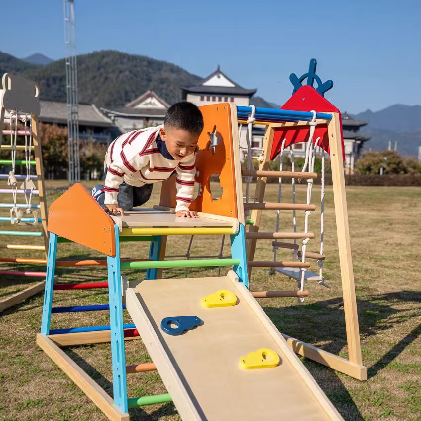 โครงไม้เนื้อแข็งขนาดใหญ่สำหรับ - Kids Outdoor Climbing Frame บทวิจารณ์และราคา
